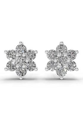 14Kt White Gold Lab Grown Diamond 0.41 Carat Round Shape Floral Diamond Stud Earrings For Women