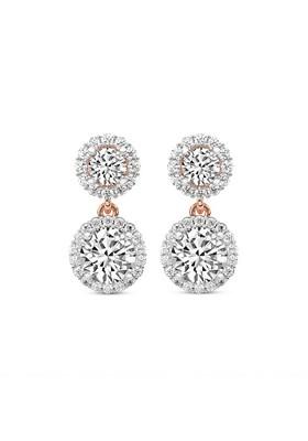 14Kt Rose Gold Lab Grown Diamond 2.07 Carat Round Shape Diamond Sasha Double Halo Earrings For Women