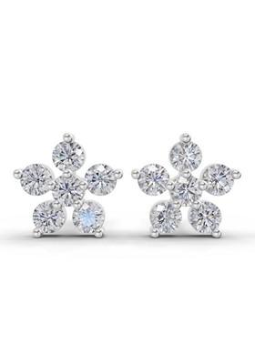 14Kt White Gold Lab Grown Diamond 0.35 Carat Round Shape Diamond Flower Stud Earrings For Women