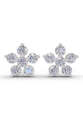 14Kt Rose Gold Lab Grown Diamond 0.35 Carat Round Shape Diamond Flower Stud Earrings For Women