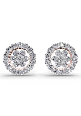 14Kt Rose Gold Lab Grown Diamond 0.67 Carat Round Shape Floral Cluster Diamond Stud Earrings For Women