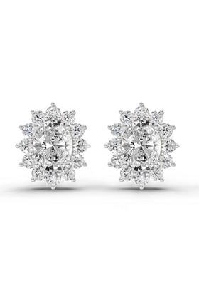 14Kt Rose Gold Lab Grown Diamond 0.80 CaratOval Cluster Diamond Stud Earrings For Women