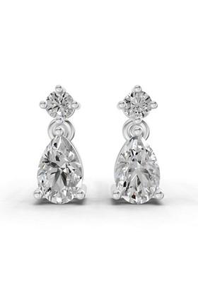 14Kt White Gold Lab Grown Diamond 0.89 CaratPear-Shaped Diamond Drop Stud Earrings For Women