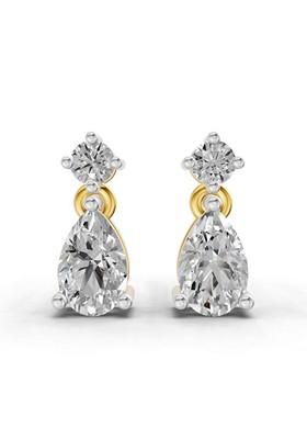 14Kt Yellow Gold Lab Grown Diamond 0.89 CaratPear-Shaped Diamond Drop Stud Earrings For Women