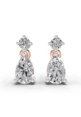 14Kt Rose Gold Lab Grown Diamond 0.89 CaratPear-Shaped Diamond Drop Stud Earrings For Women