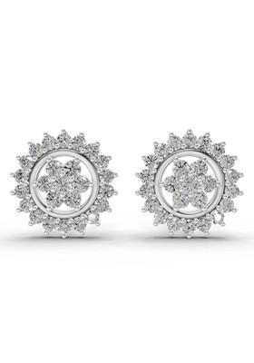 14Kt White Gold Lab Grown Diamond 0.83 Carat Round Shape Floral Cluster Diamond Stud Earrings For Women