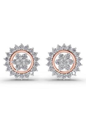 14Kt Rose Gold Lab Grown Diamond 0.83 Carat Round Shape Floral Cluster Diamond Stud Earrings For Women