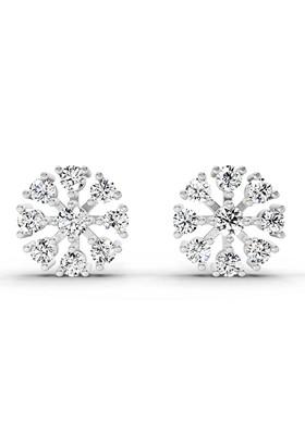 14Kt White Gold Lab Grown Diamond 1 Carat Igi Certified Round Diamond Stud Earrings For Women