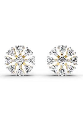 14Kt Yellow Gold Lab Grown Diamond 1 CaratRound Diamond Stud Earrings For Women