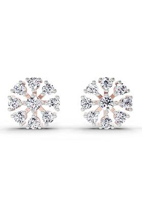 14Kt Rose Gold Lab Grown Diamond 1 Carat Igi Certified Round Diamond Stud Earrings For Women