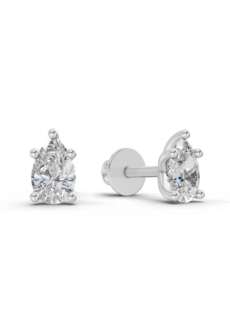 14Kt White Gold Lab Grown Diamond 2.64 Carat Pear Shape Solitaire Diamond Stud Earrings For Women