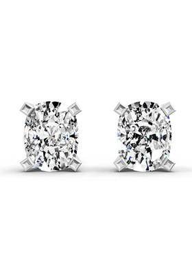 14Kt Rose Gold Lab Grown Diamond 2.64 Carat Cushion Shape 4 Prong Solitaire Diamond Stud Earrings For Women