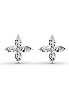 14Kt White Gold Lab Grown Diamond 1.44 Carat Marquise Shape Cluster Diamond Stud Earrings For Women