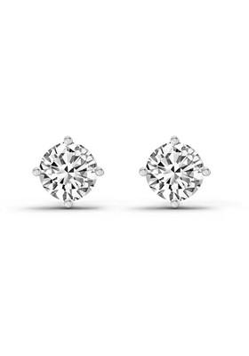 14Kt Yellow Gold Lab Grown Diamond 2.28 Carat Round Shape 4 Prong Solitaire Diamond Stud Earrings For Women
