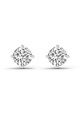 14Kt Rose Gold Lab Grown Diamond 2.28 Carat Round Shape 4 Prong Solitaire Diamond Stud Earrings For Women