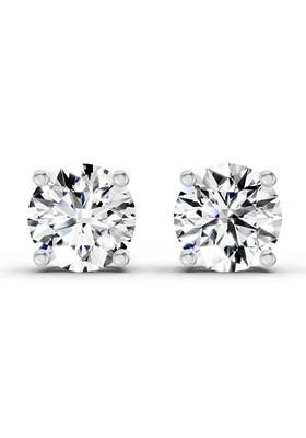 14Kt Yellow Gold Lab Grown Diamond 2.46 Carat Round Shape 4 Prong Solitaire Diamond Stud Earrings For Women