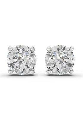 14Kt Rose Gold Lab Grown Diamond 2.54 Carat Round Shape 4 Prong Solitaire Diamond Stud Earrings For Women