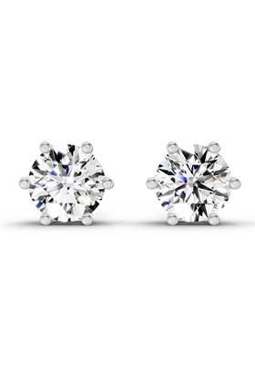 14Kt White Gold Lab Grown Diamond 2.39 Carat Round Shape 6 Prong Solitaire Diamond Stud Earrings For Women