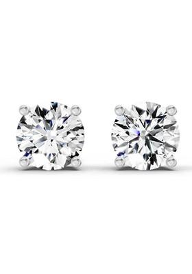 14Kt White Gold Lab Grown Diamond 2.39 Carat Round Shape 4 Prong Solitaire Diamond Stud Earrings For Women