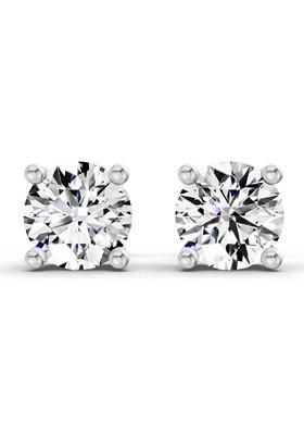 14Kt Rose Gold Lab Grown Diamond 2.39 Carat Round Shape 4 Prong Solitaire Diamond Stud Earrings For Women