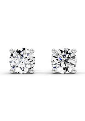 14Kt White Gold Lab Grown Diamond 2.46 Carat Round Shape 4 Prong Solitaire Diamond Stud Earrings For Women