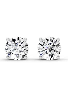 14Kt White Gold Lab Grown Diamond 2.28 Carat Round Shape 4 Prong Solitaire Diamond Stud Earrings For Women