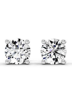 14Kt Yellow Gold Lab Grown Diamond 2.28 Carat Round Shape 4 Prong Solitaire Diamond Stud Earrings For Women