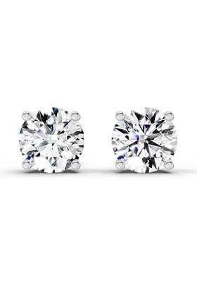 14Kt White Gold Lab Grown Diamond 2.28 Carat Round Shape 4 Prong Solitaire Diamond Stud Earrings For Women