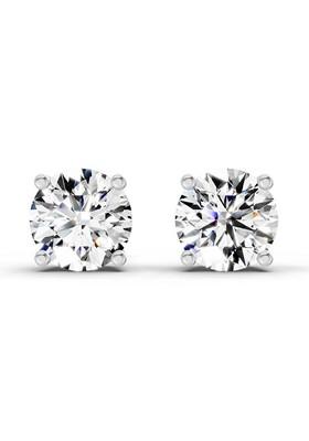 14Kt Yellow Gold Lab Grown Diamond 2.28 Carat Round Shape 4 Prong Solitaire Diamond Stud Earrings For Women