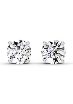 14Kt Rose Gold Lab Grown Diamond 2.28 Carat Round Shape 4 Prong Solitaire Diamond Stud Earrings For Women