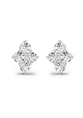 14Kt White Gold Lab Grown Diamond 0.92 Carat Round Shape Cluster Diamond Stud Earrings For Women