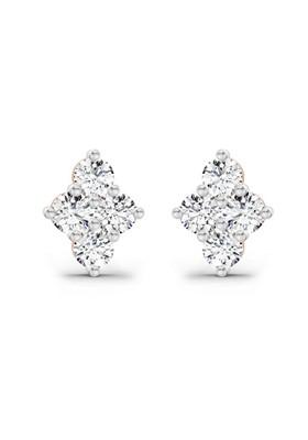 14Kt Rose Gold Lab Grown Diamond 0.92 Carat Round Shape Cluster Diamond Stud Earrings For Women