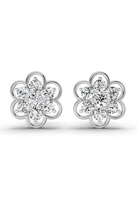 14Kt White Gold Lab Grown Diamond 1.20 Carat Round Shape Floral Cluster Diamond Stud Earrings For Women