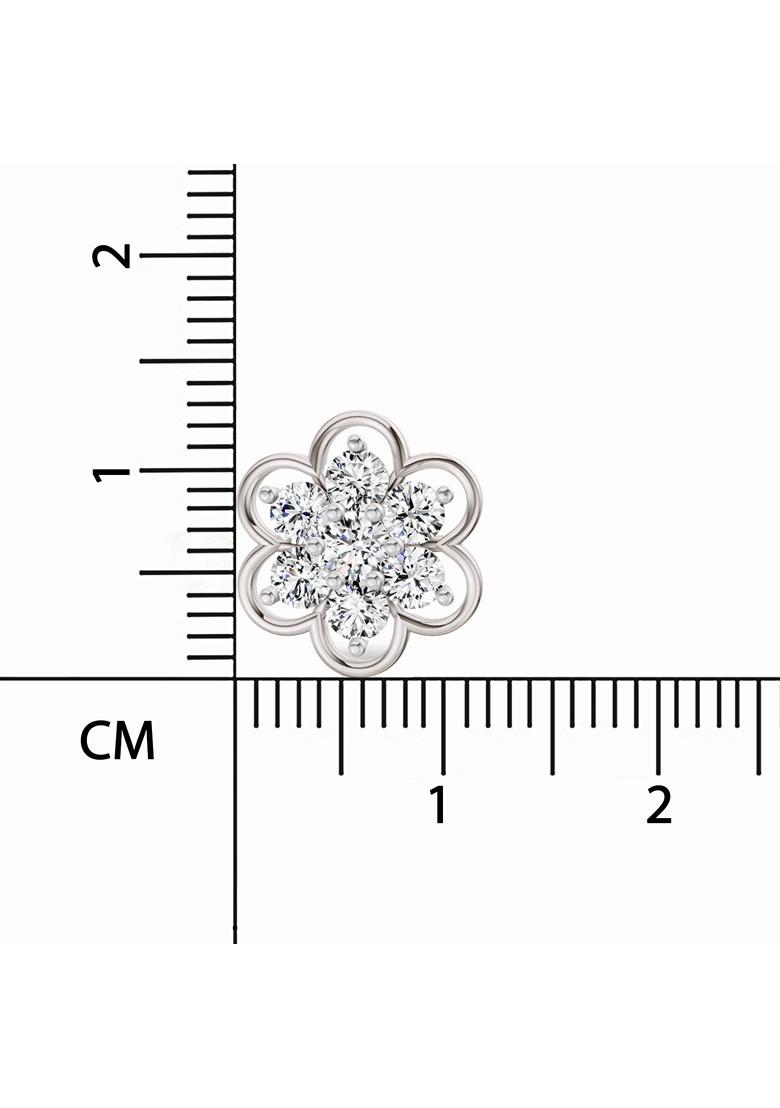 14Kt White Gold Lab Grown Diamond 1.20 Carat Round Shape Floral Cluster Diamond Stud Earrings For Women