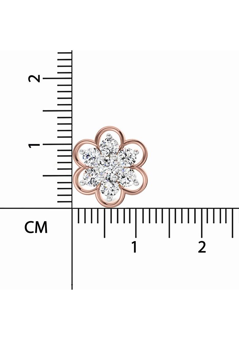 14Kt Rose Gold Lab Grown Diamond 1.20 Carat Round Shape Floral Cluster Diamond Stud Earrings For Women
