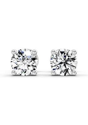 14Kt White Gold Lab Grown Diamond 0.5 Carat Round Shape 4 Prong Solitaire Diamond Stud Earrings For Women