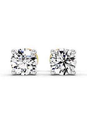 14Kt Yellow Gold Lab Grown Diamond 0.5 Carat Round Shape 4 Prong Solitaire Diamond Stud Earrings For Women