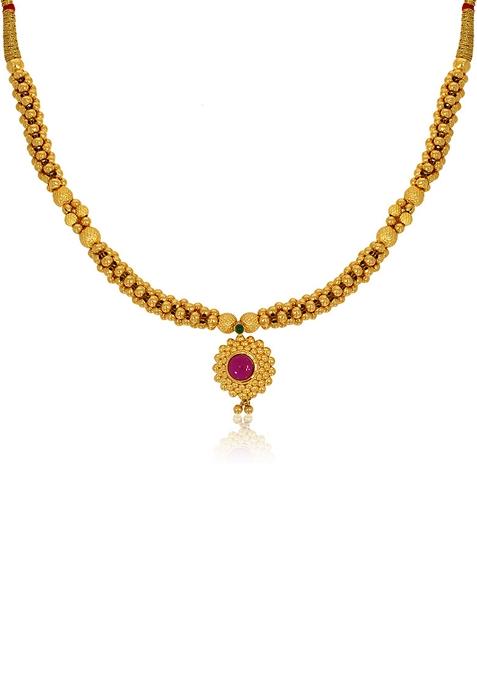 Indya X Senco Conventional Beauty Gold Tushi Necklace