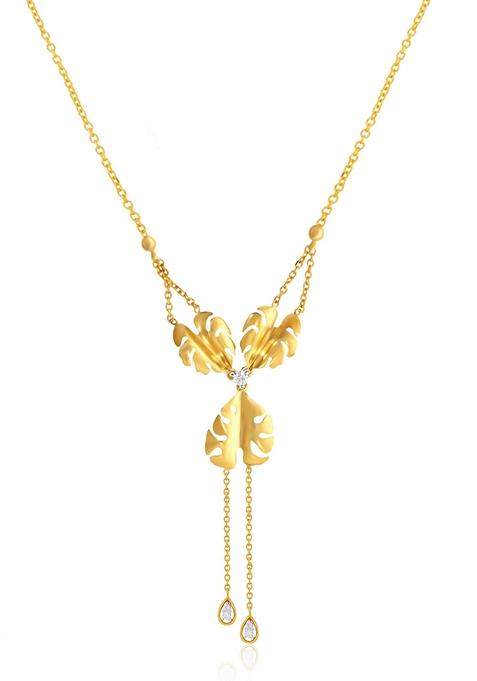 Indya X Senco Wild Leafy Trio Diamond Necklace