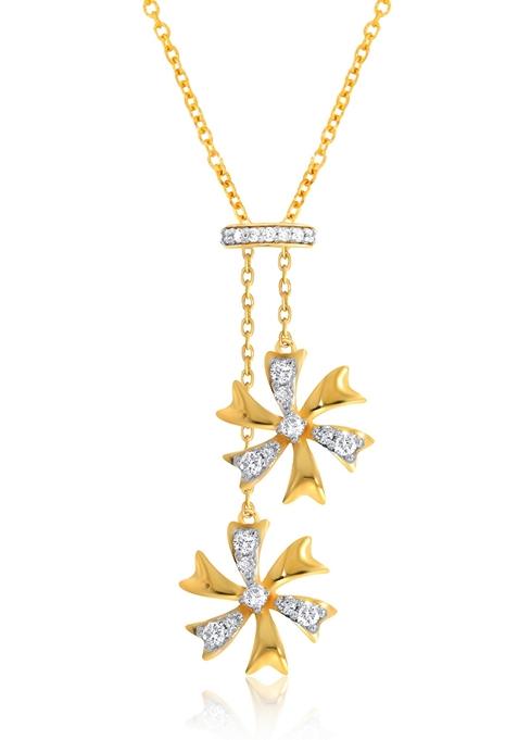 Indya X Senco Duo Floral Charm Diamond Necklace