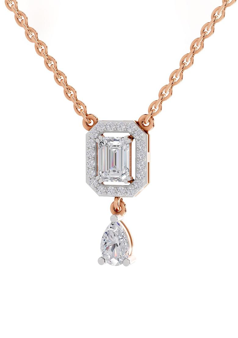 14Kt Rose Gold Lab Grown Diamond Necklace For Women