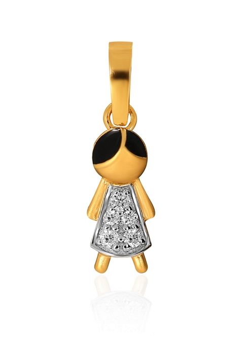 Indya X Senco 14K Yellow Gold Kids Diamond Pendant