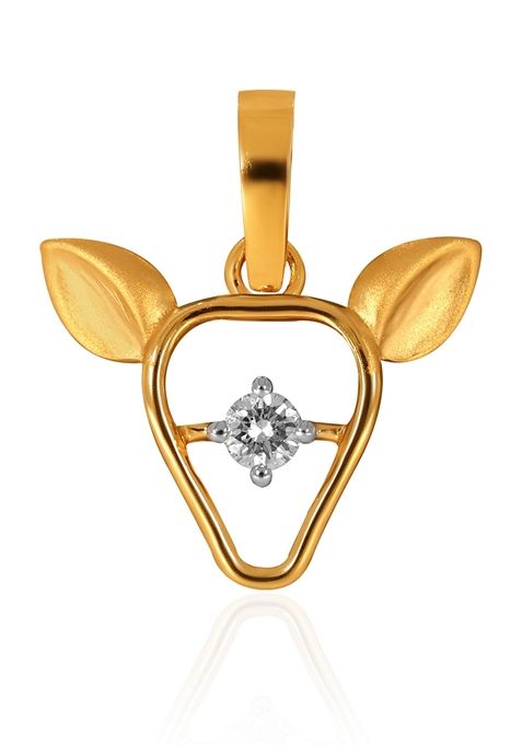 Indya X Senco 14K Yellow Gold Kids Diamond Pendant