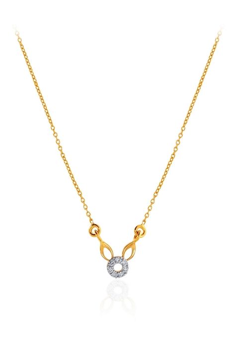 Indya X Senco 14K Yellow Gold Kids Diamond Chain Pendant