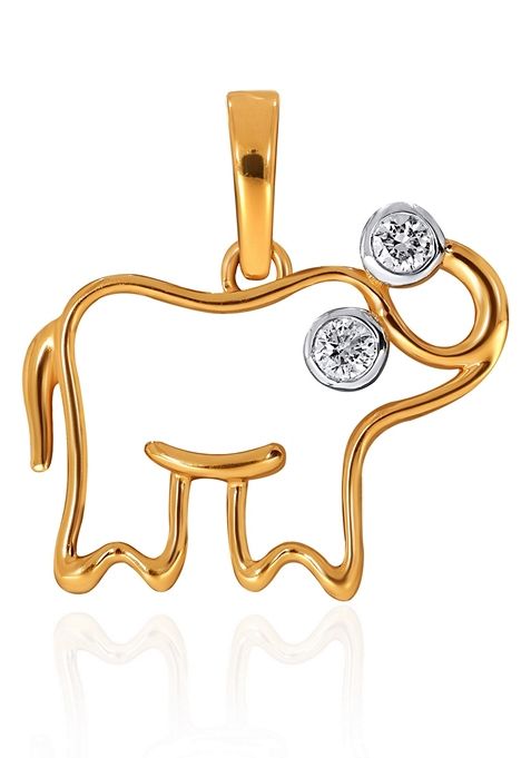 Indya X Senco 14K Yellow Gold Kids Diamond Pendant