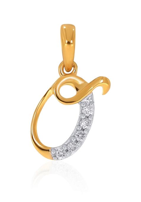 Indya X Senco 18K Yellow Gold Q Alphabet Diamond Pendant