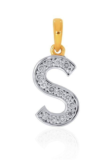 Indya X Senco 18K Yellow Gold S Alphabet Diamond Pendant