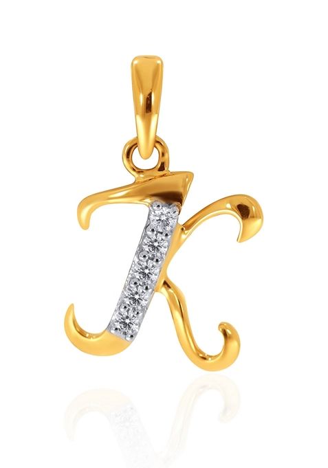 Indya X Senco 18K Yellow Gold K Alphabet Diamond Pendant