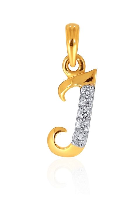 Indya X Senco 18K Yellow Gold J Alphabet Diamond Pendant