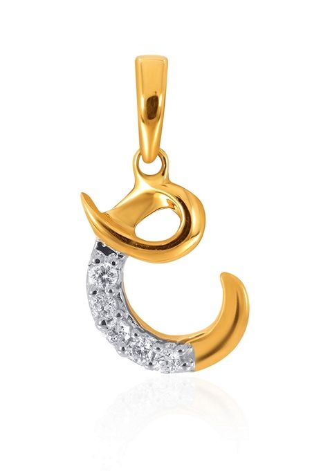 Indya X Senco 18K Yellow Gold C Alphabet Diamond Pendant